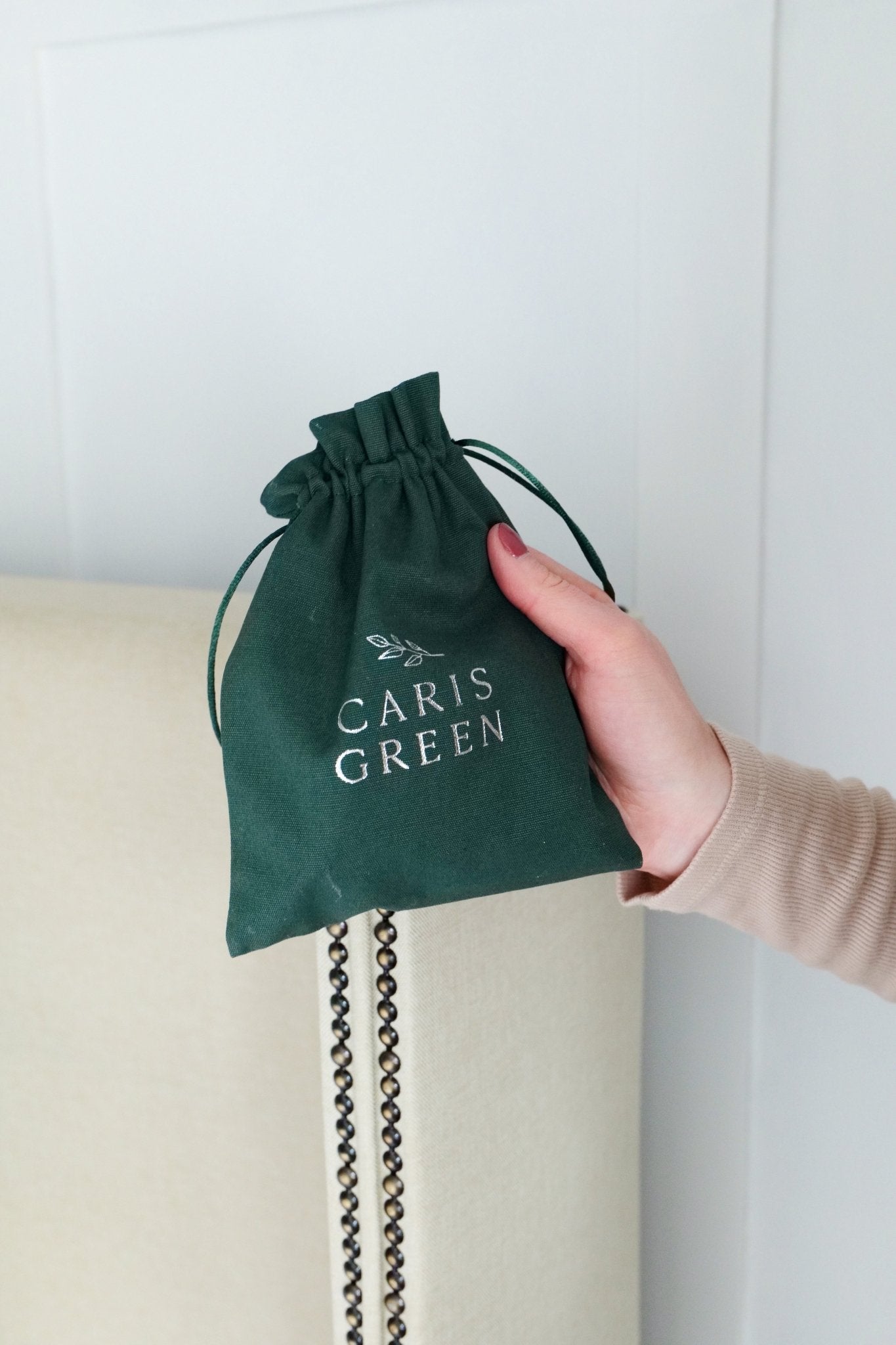 Branded Green Pouch Gift Bag Caris Green