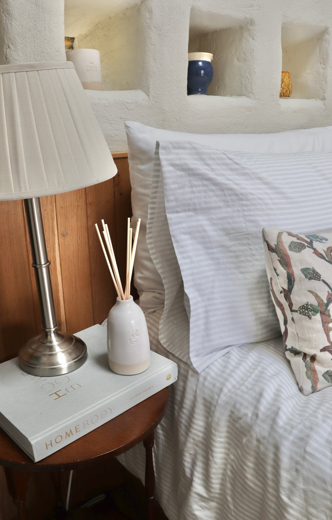 Ceramic Reed Diffuser Bottle Hand - Thrown Pottery Refillable Home Fragrance - Caris Green