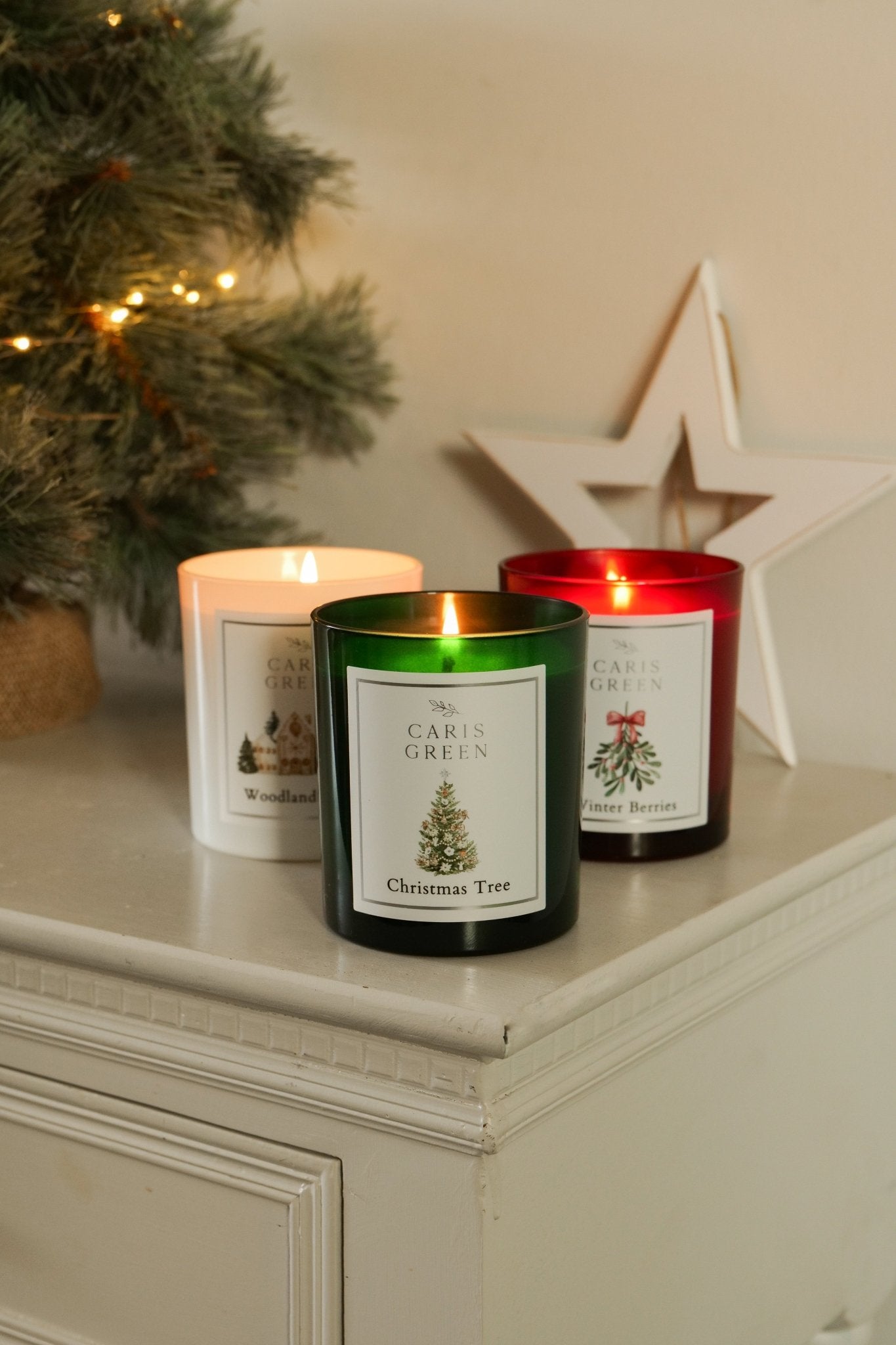 Christmas Tree ~ Fir Tree & Mistletoe / Scented Candle / Natural Wax Candle - Caris Green