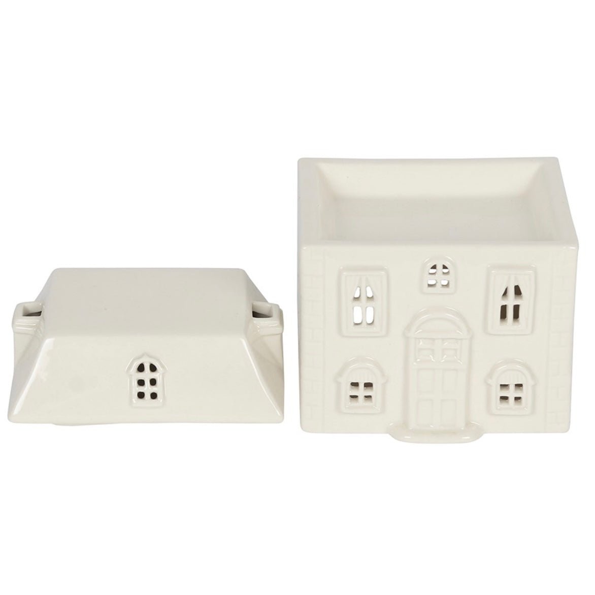White Ceramic house Wax Melt Burner - Caris Green
