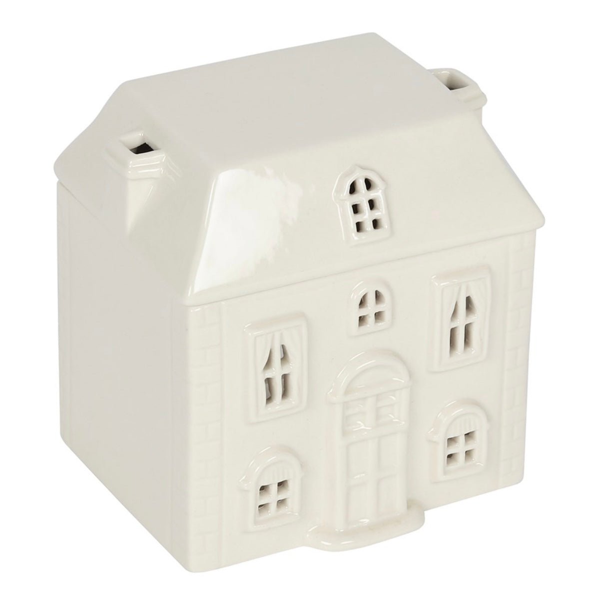 White Ceramic house Wax Melt Burner - Caris Green