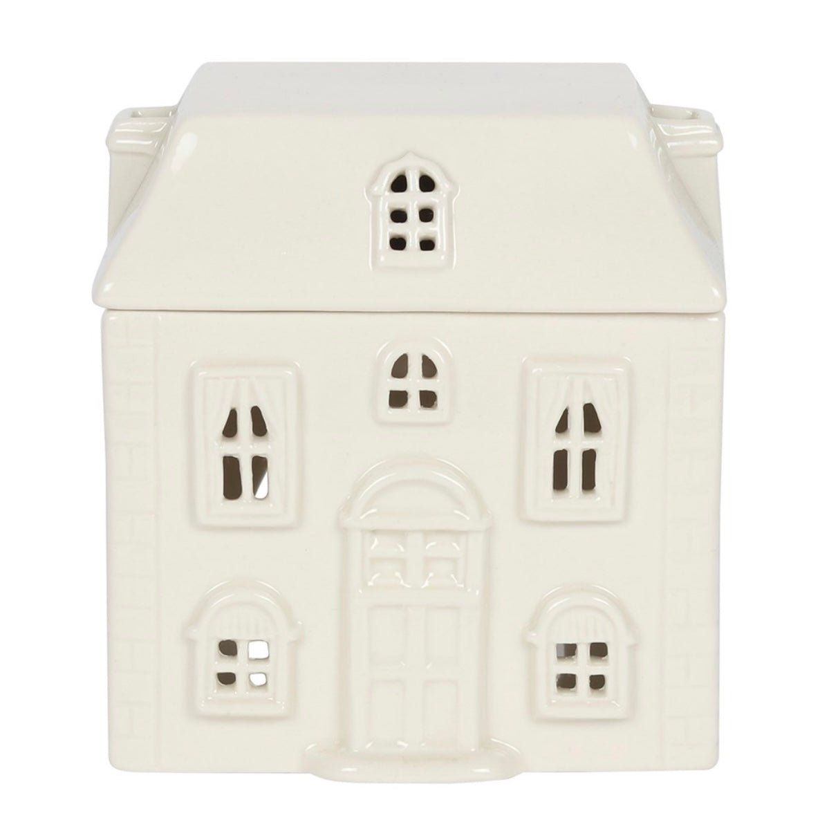 White Ceramic house Wax Melt Burner - Caris Green