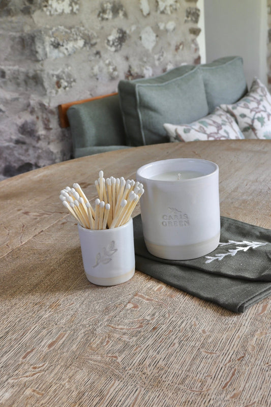 Ceramic Matchstick Pot Hand - Thrown Pottery Candle Matches Reusable - Caris Green