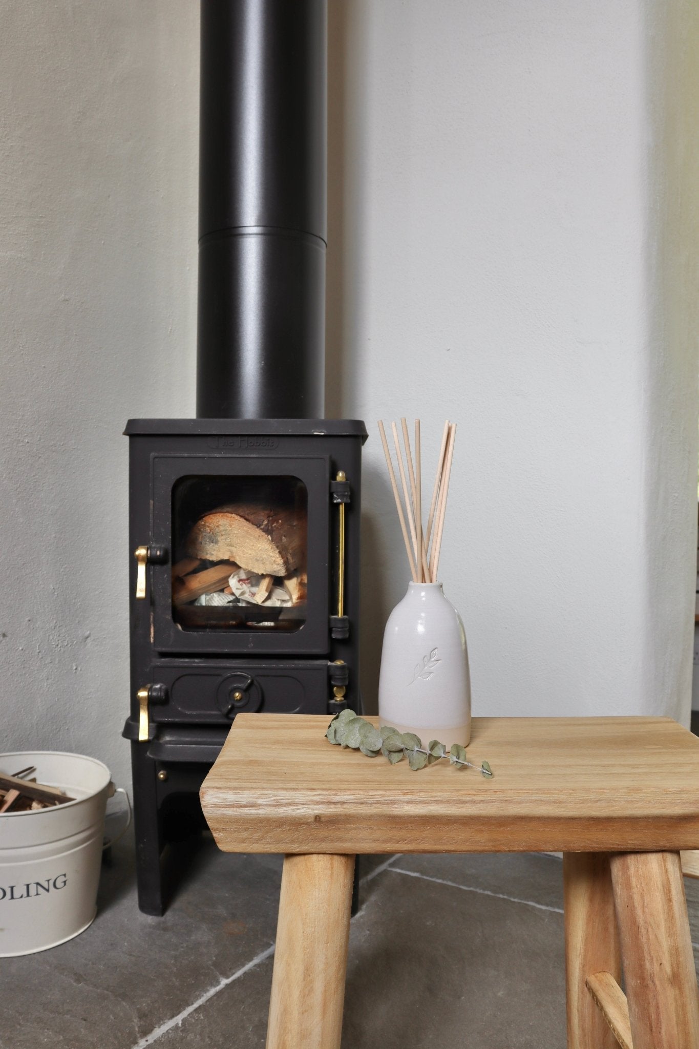 Ceramic Reed Diffuser Bottle Hand - Thrown Pottery Refillable Home Fragrance - Caris Green