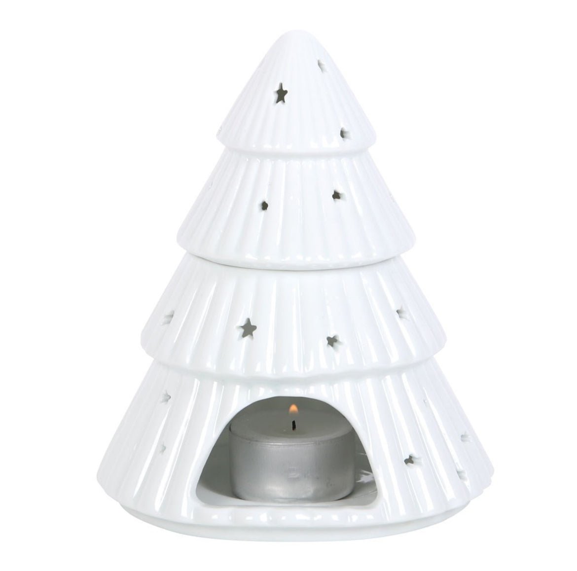 Christmas Tree Wax Melt Burner White Star Cut Out - Caris Green