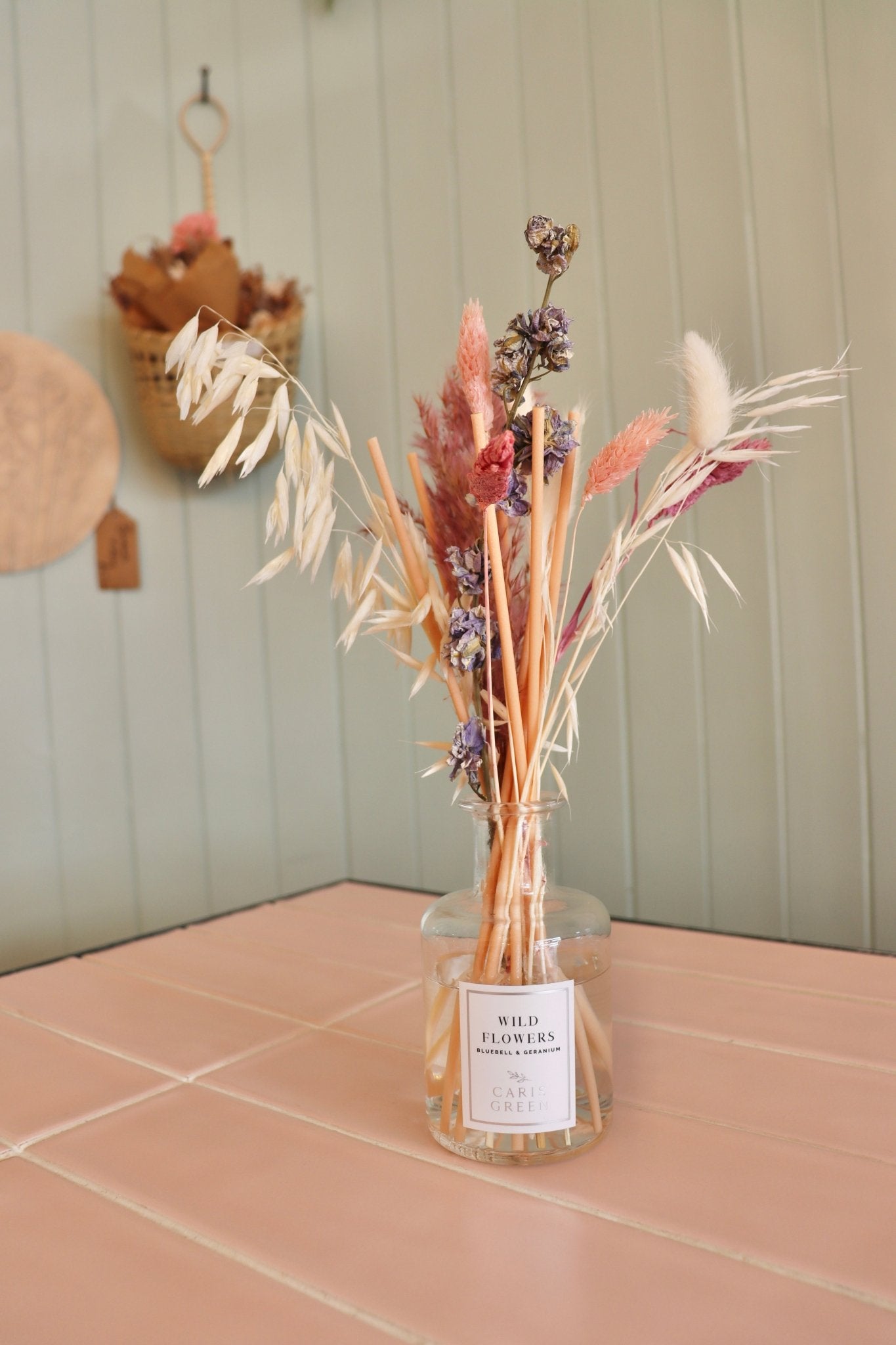 Dried Flower Boquet Reed Diffuser - Caris Green