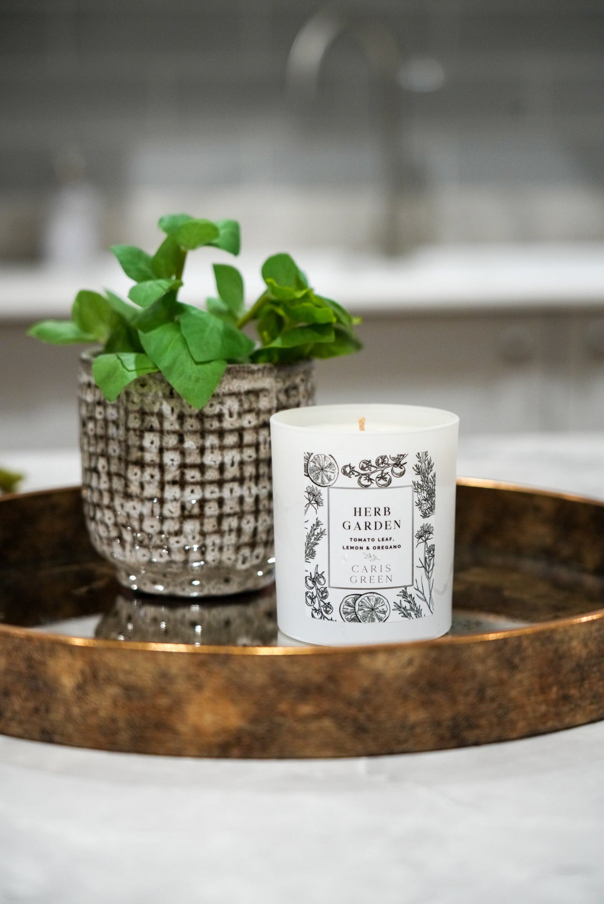 Herb Garden ~ Tomato Leaf, Lemon & Oregano / Scented Candle / Natural Wax - Caris Green