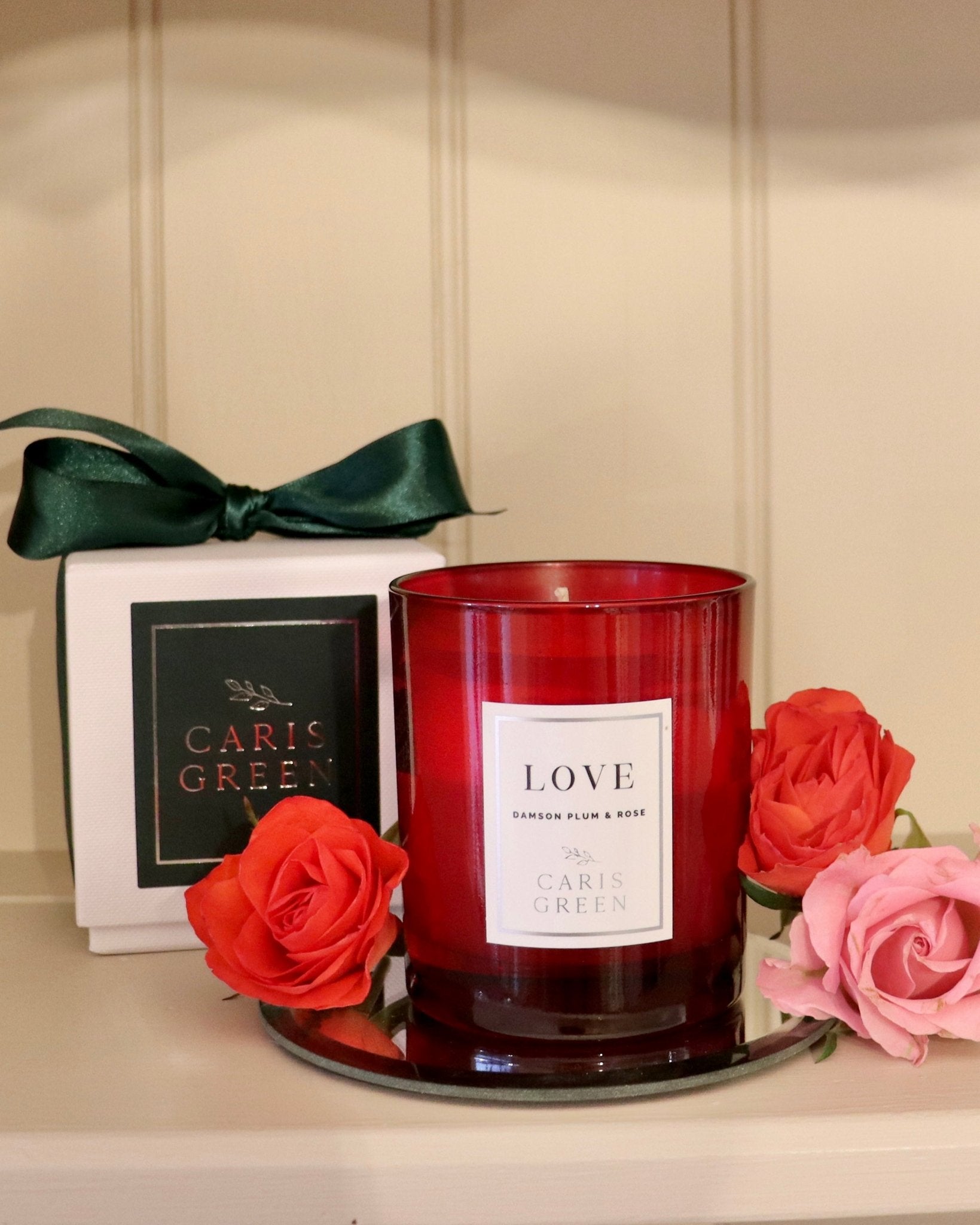 LOVE ~ Damson Plum & Rose / Scented Valentines Candle / Natural Wax - Caris Green