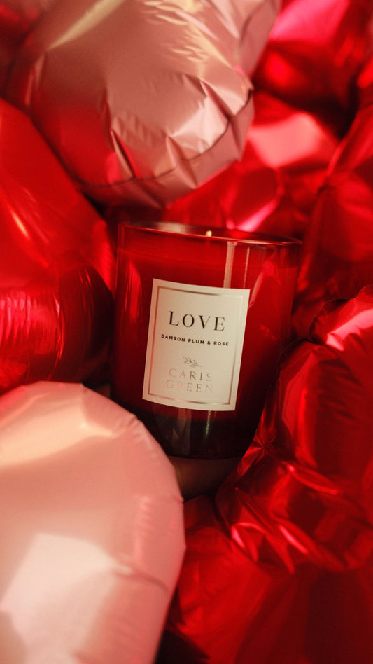 LOVE ~ Damson Plum & Rose / Scented Valentines Candle / Natural Wax - Caris Green