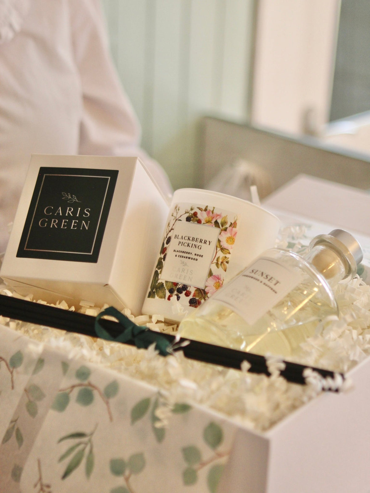 Reed Diffuser and Candle Gift Box - Caris Green