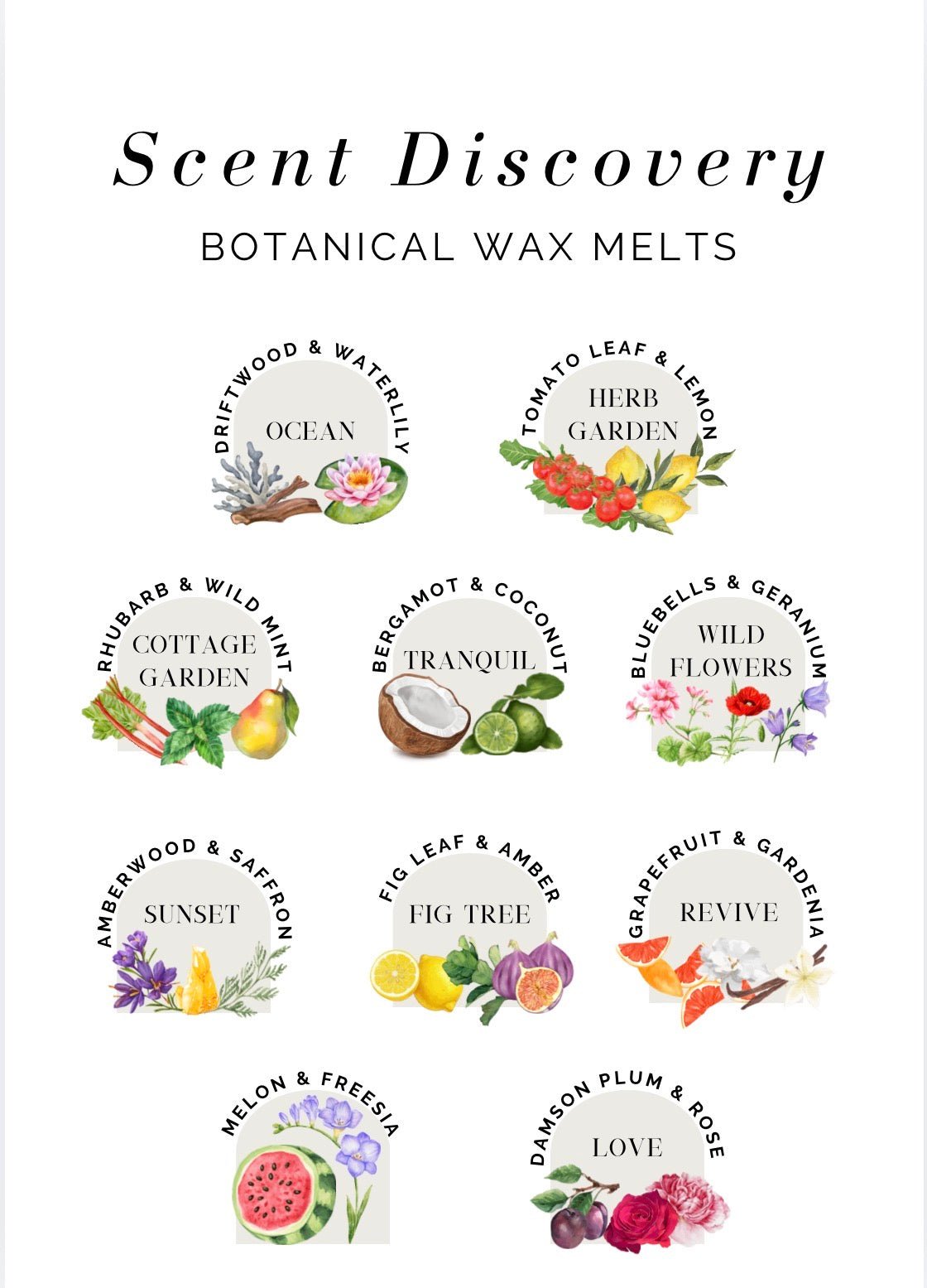 Scent Discovery Spring Summer Wax Melt Sample Bag (x10 Melts) - Caris Green
