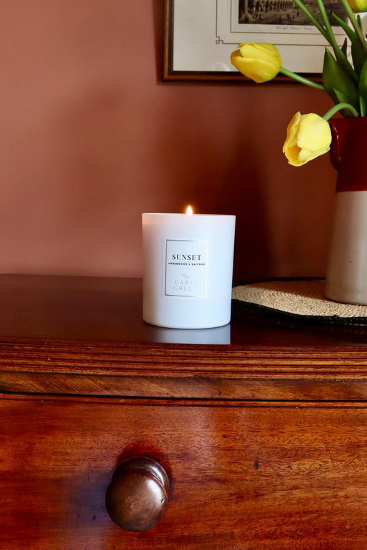 SUNSET ~ Amberwood & Saffron /Scented Candle / Natural Wax - Caris Green