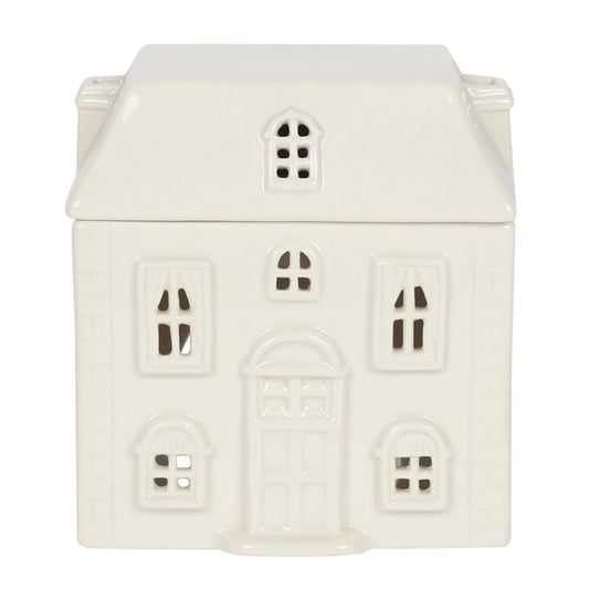 White Ceramic house Wax Melt Burner - Caris Green