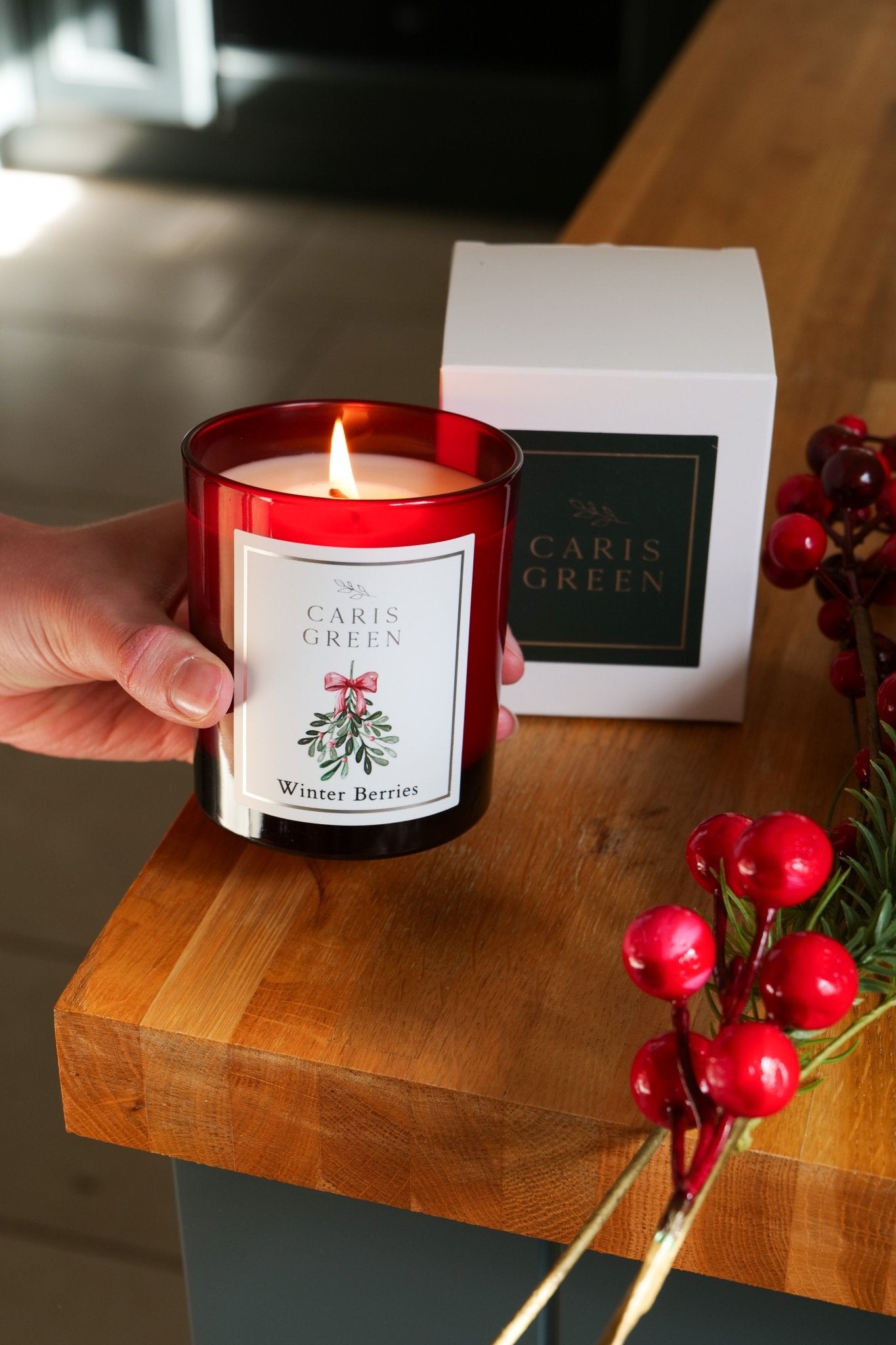 Winter Berries / Christmas Scented Candle / Natural Wax Candle - Caris Green