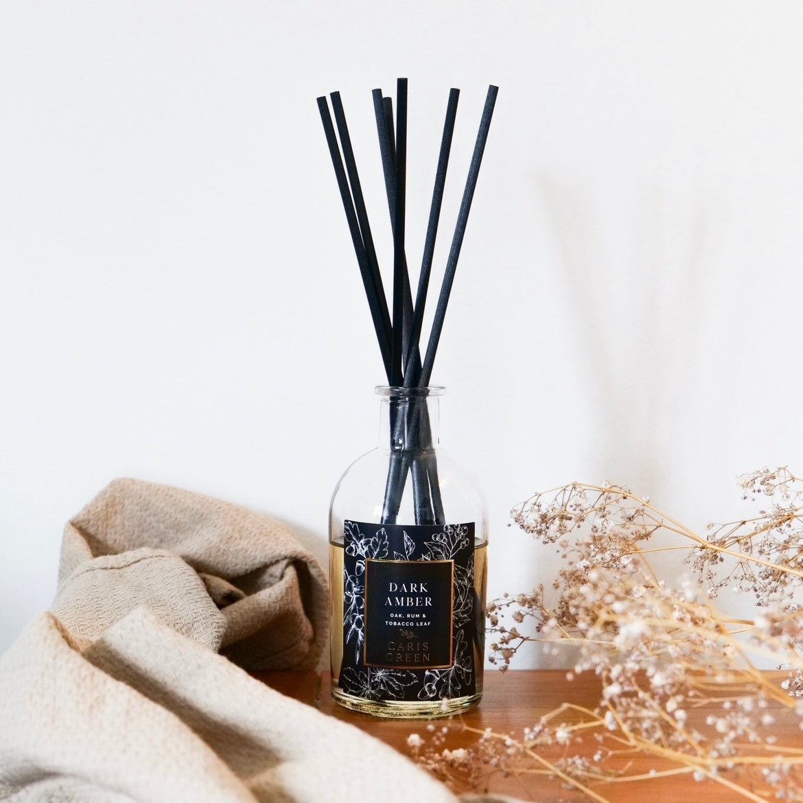 Dark Amber ~ Oak, Rum & Tobacco Leaf / Reed Diffuser - Caris Green