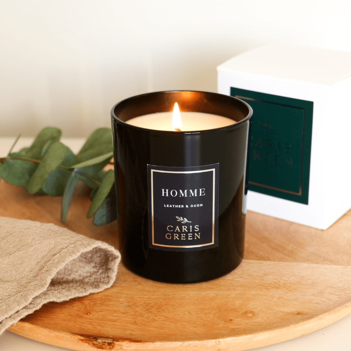 HOMME ~ MANDLE / Leather & Oudh / Scented Candle / Natural Wax - Caris Green