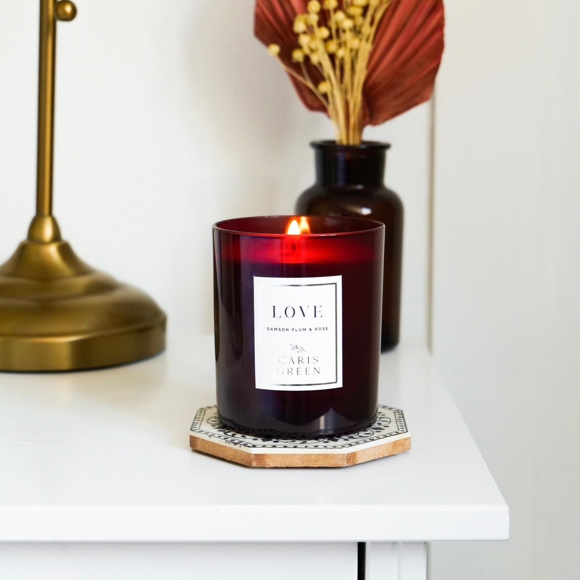 LOVE ~ Damson Plum & Rose / Scented Candle / Natural Wax - Caris Green