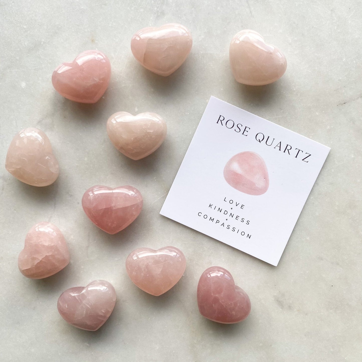 Rose Quartz Crystal Heart Tumble Stone - Caris Green