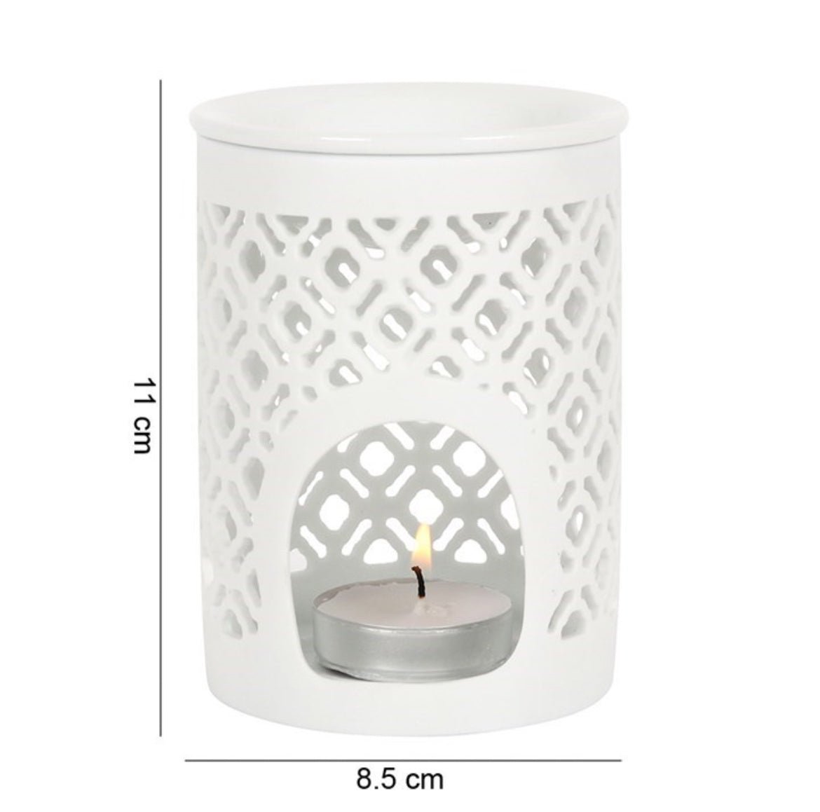 White Matte Lattice Wax Melt Burner - Caris Green