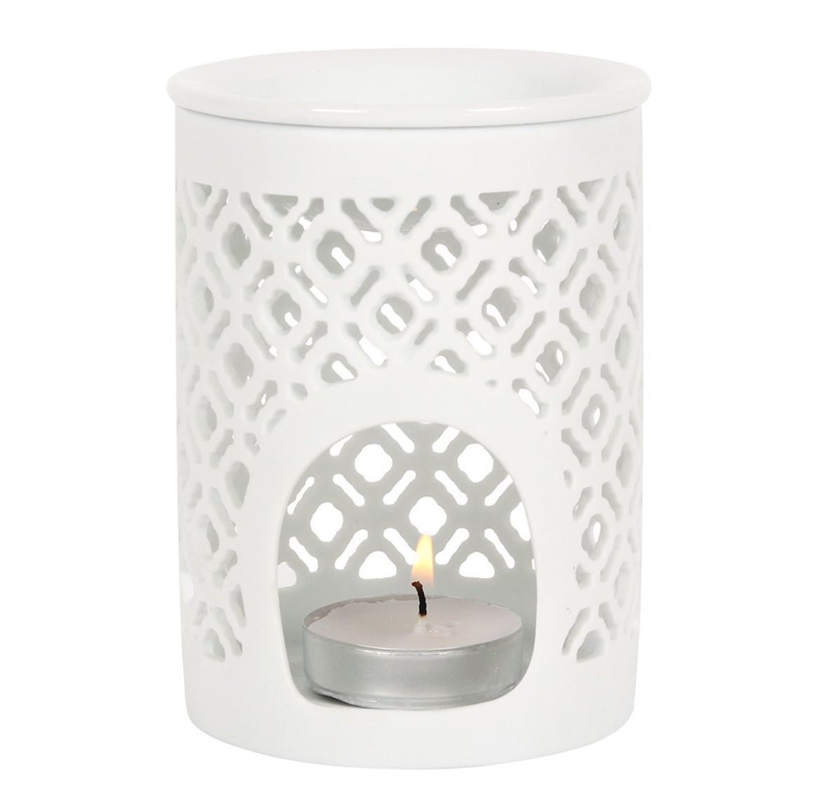 White Matte Lattice Wax Melt Burner - Caris Green